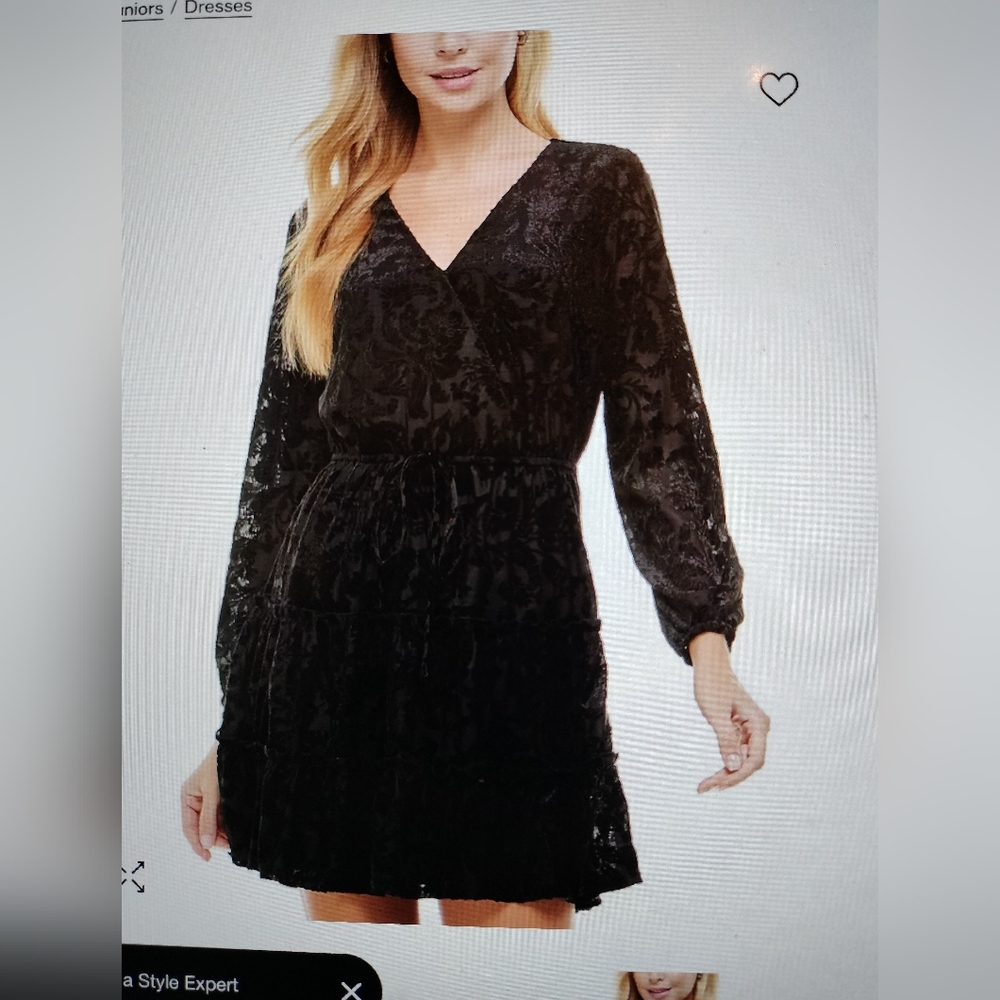 Tiered Velvet Floral V-Neck Dress